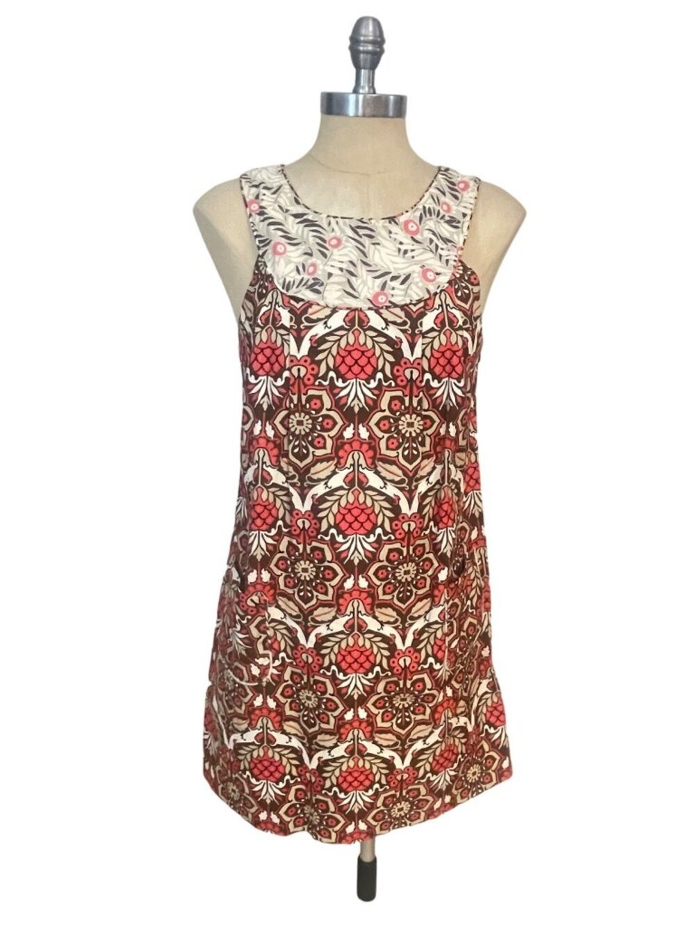 Milly Pineapple Print Shift Mini Dress size 4 6 Pockets